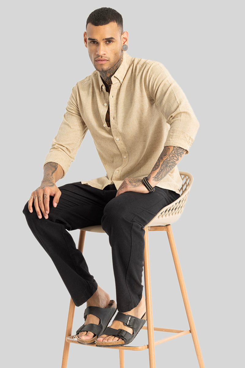 Cream Linen Blend Shirt