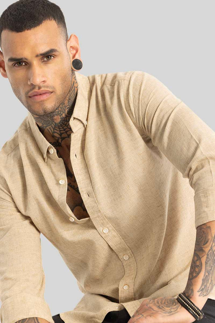 Cream Linen Blend Shirt