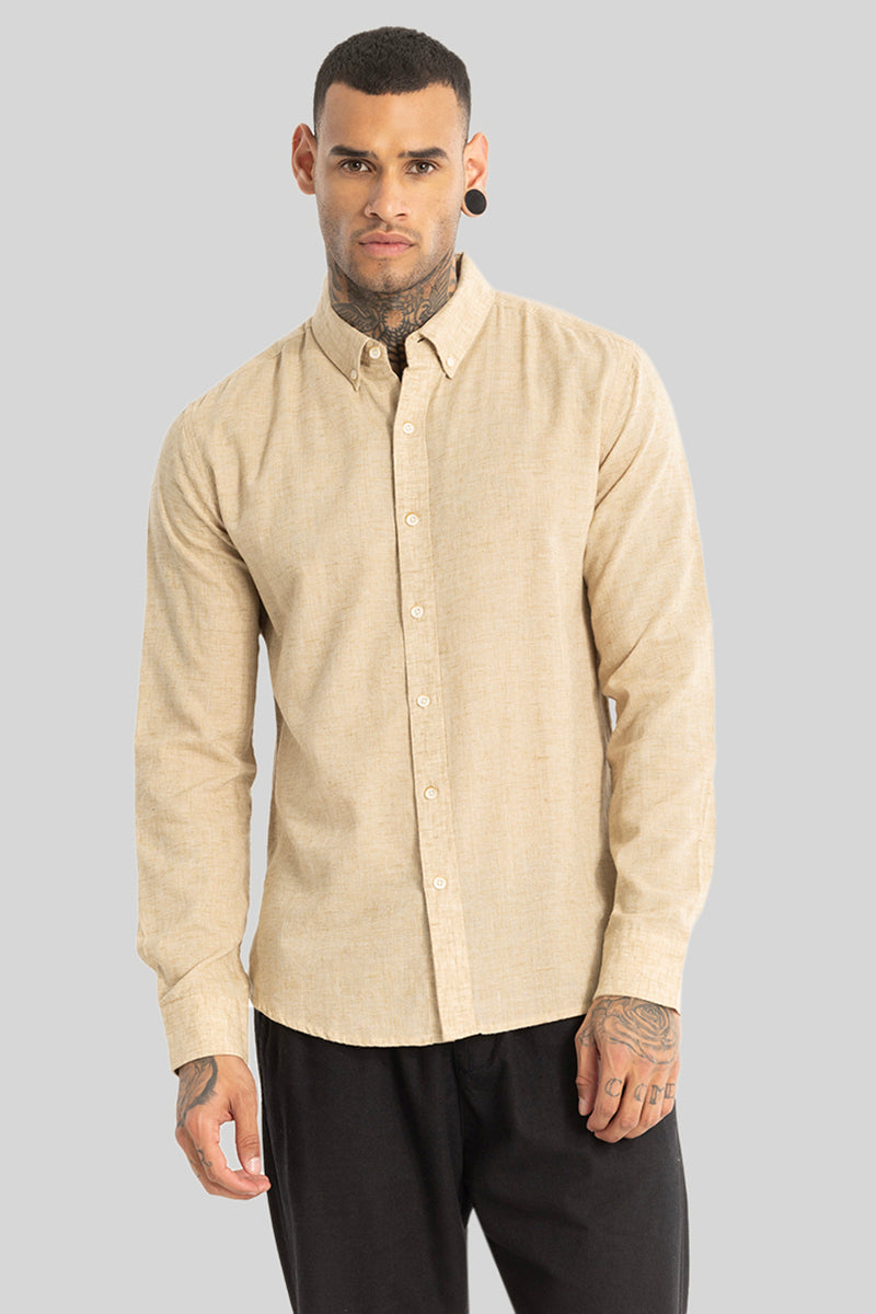 Cream Linen Blend Shirt