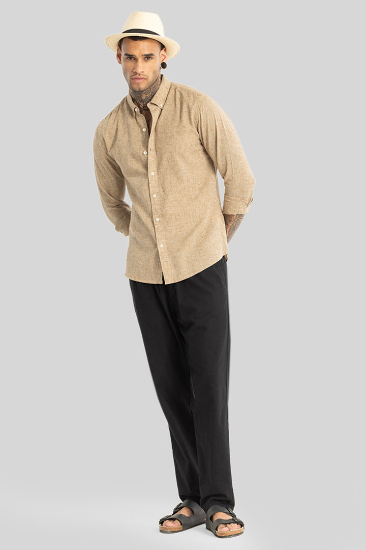 Beige Linen Blend Shirt