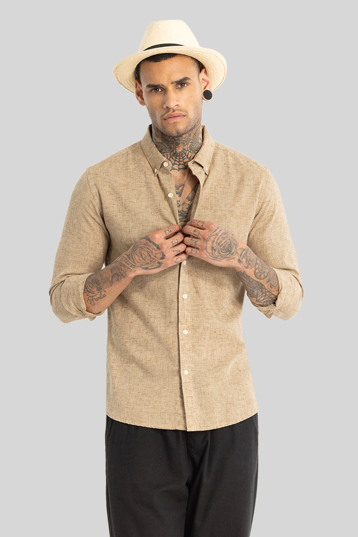 Beige Linen Blend Shirt