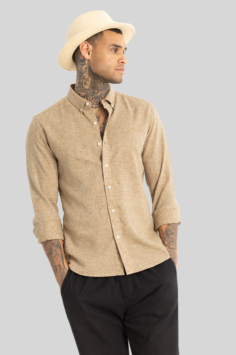 Beige Linen Blend Shirt