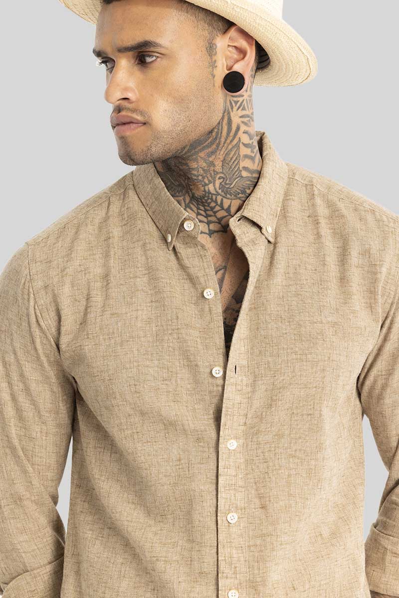 Beige Linen Blend Shirt