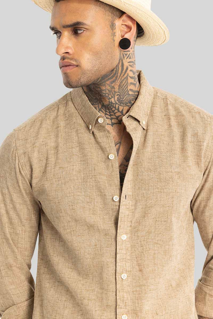 Beige Linen Blend Shirt