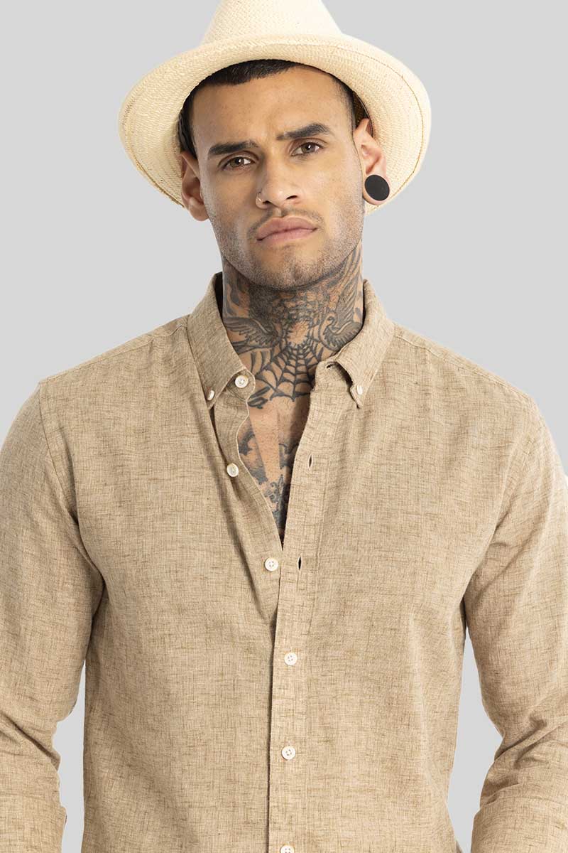 Beige Linen Blend Shirt