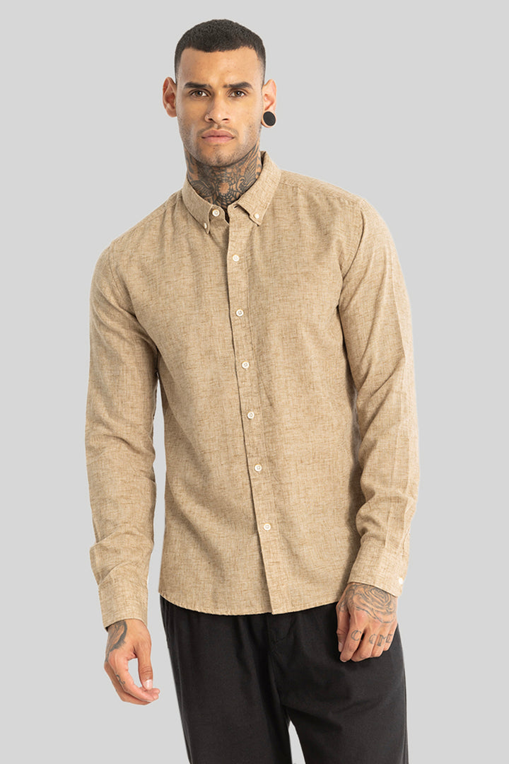 Beige Linen Blend Shirt