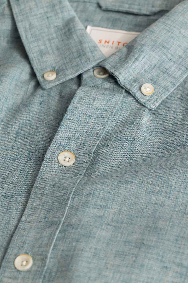 Pastel Blue Linen Blend Shirt