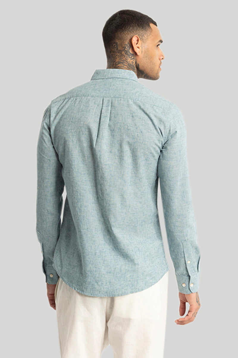 Pastel Blue Linen Blend Shirt