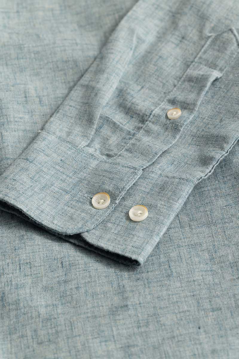 Pastel Blue Linen Blend Shirt