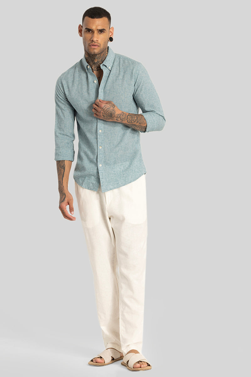 Pastel Blue Linen Blend Shirt