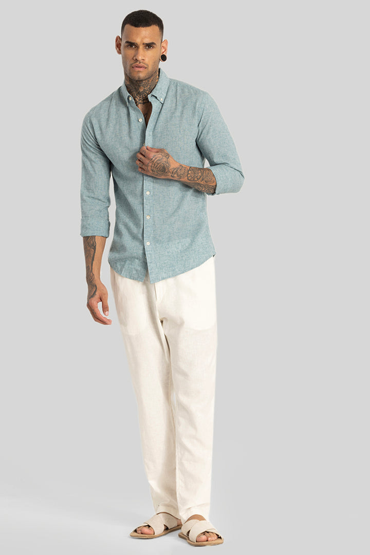 Pastel Blue Linen Blend Shirt