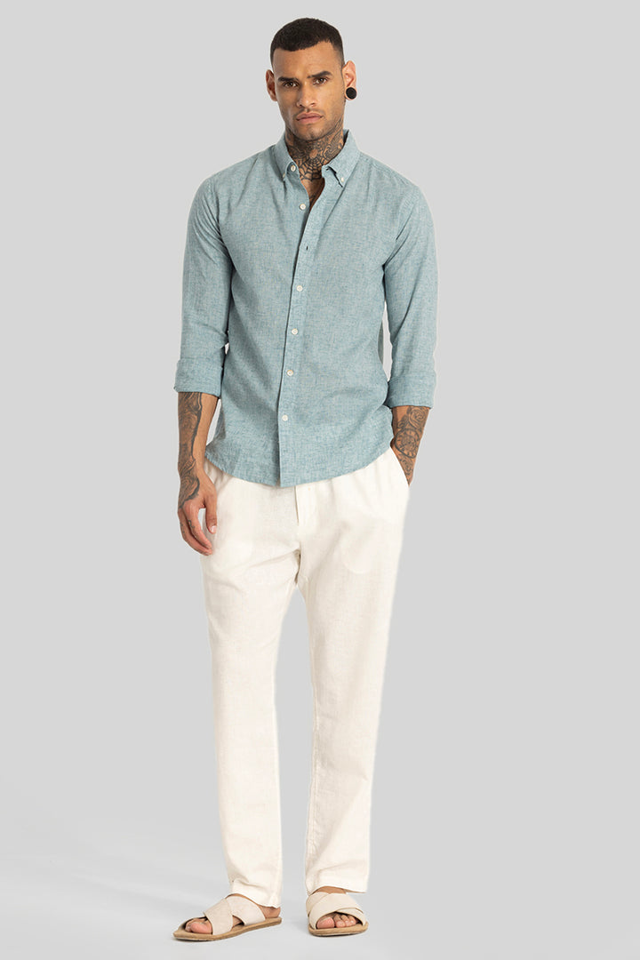 Pastel Blue Linen Blend Shirt