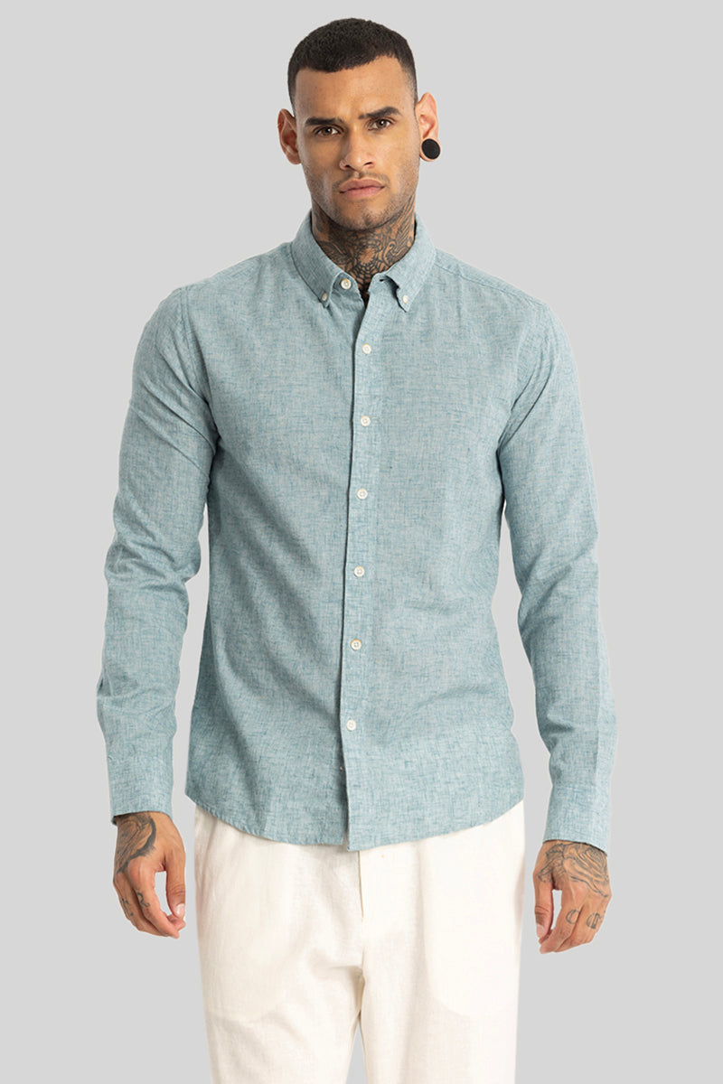 Pastel Blue Linen Blend Shirt