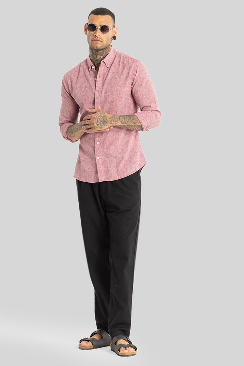 Pink Linen Blend Shirt