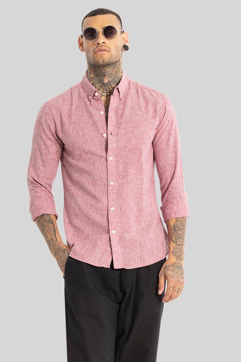 Pink Linen Blend Shirt