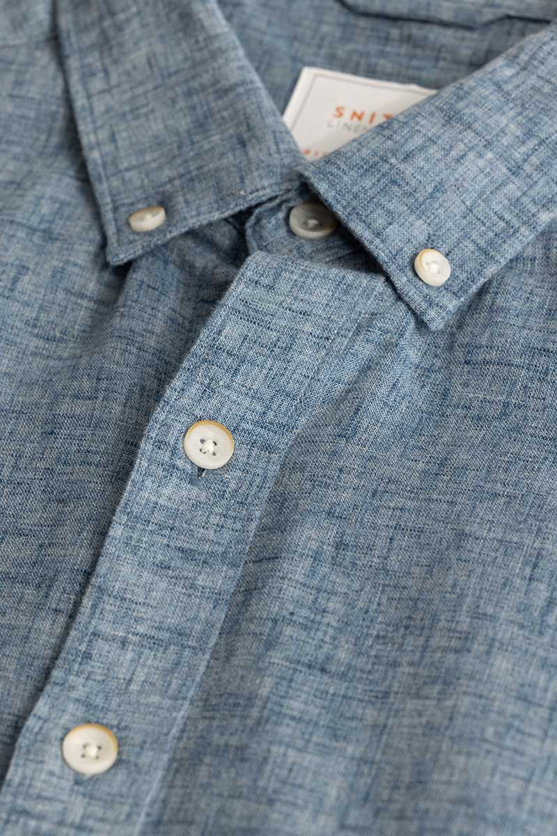 Blue Linen Blend Shirt