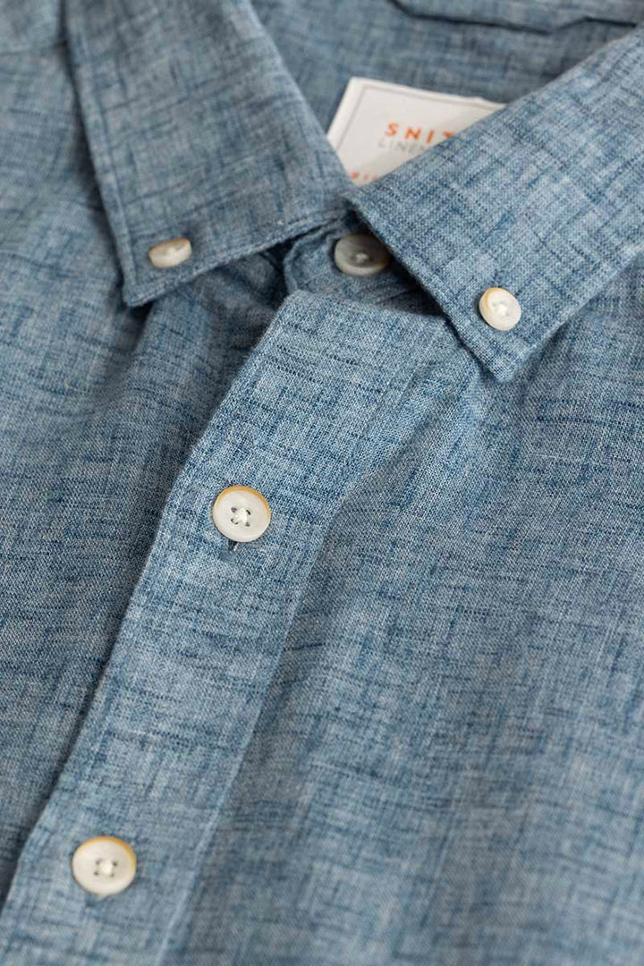 Blue Linen Blend Shirt