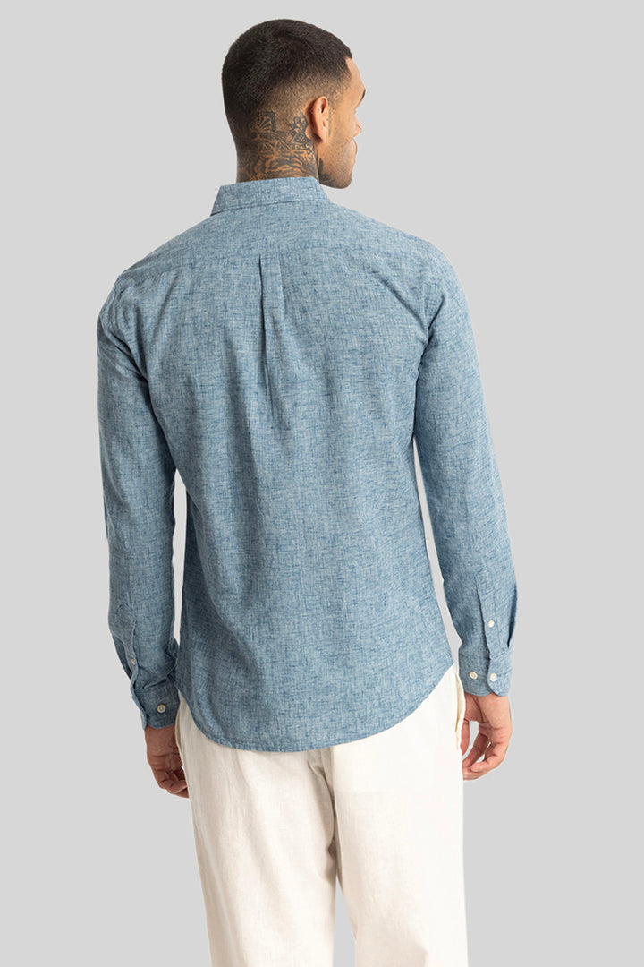 Blue Linen Blend Shirt