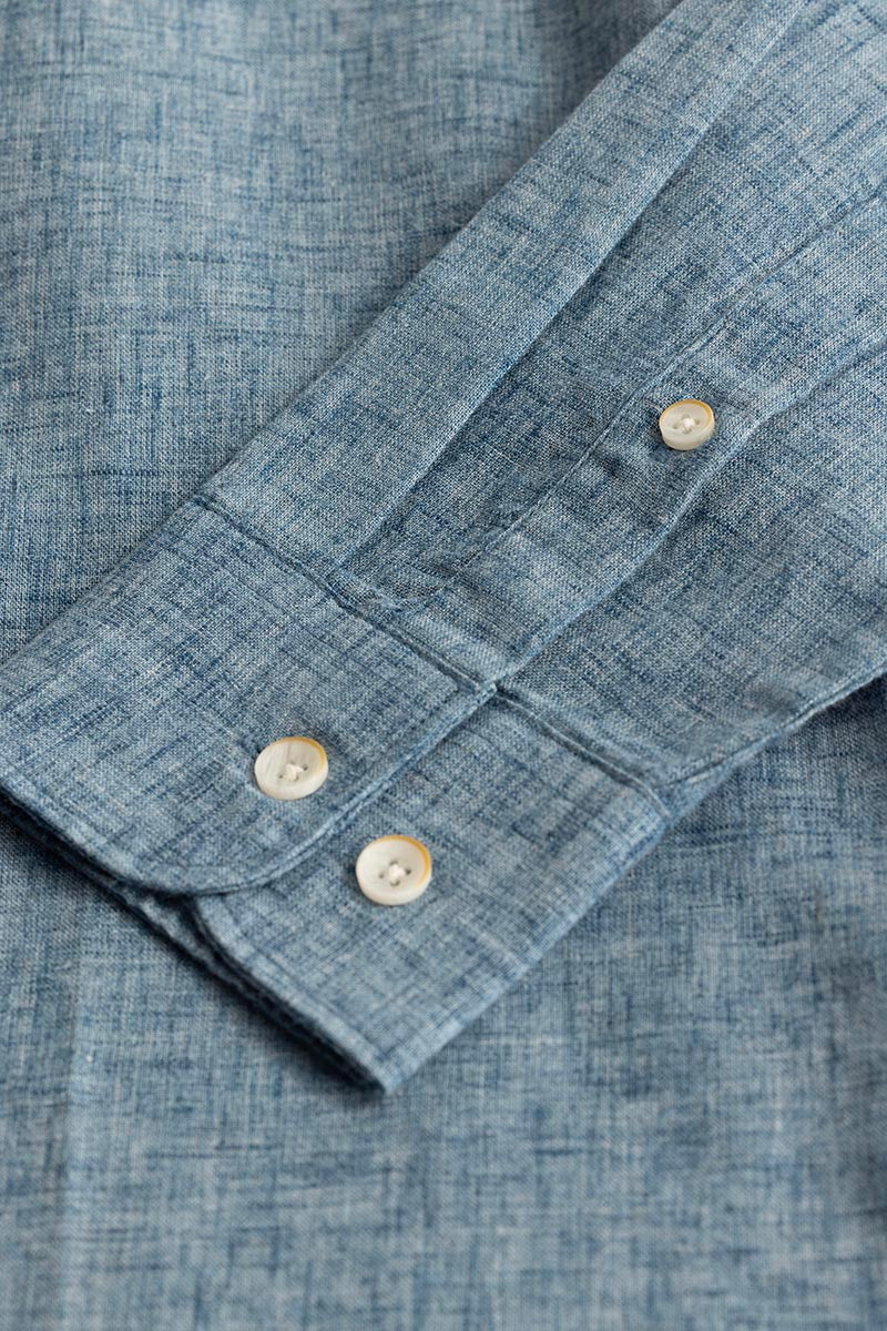 Blue Linen Blend Shirt