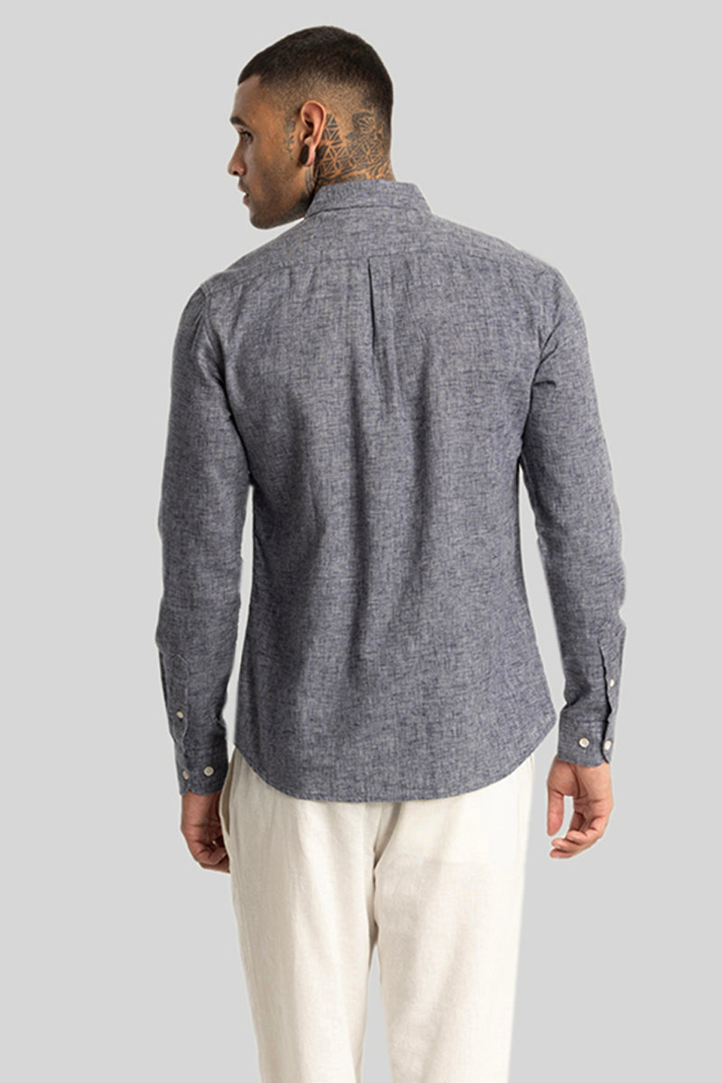 Charcoal Grey Linen Blend Shirt