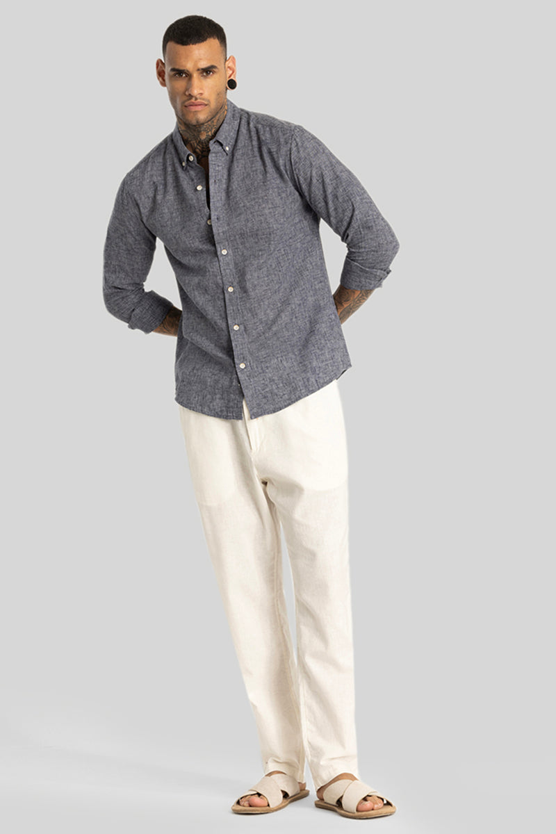 Charcoal Grey Linen Blend Shirt