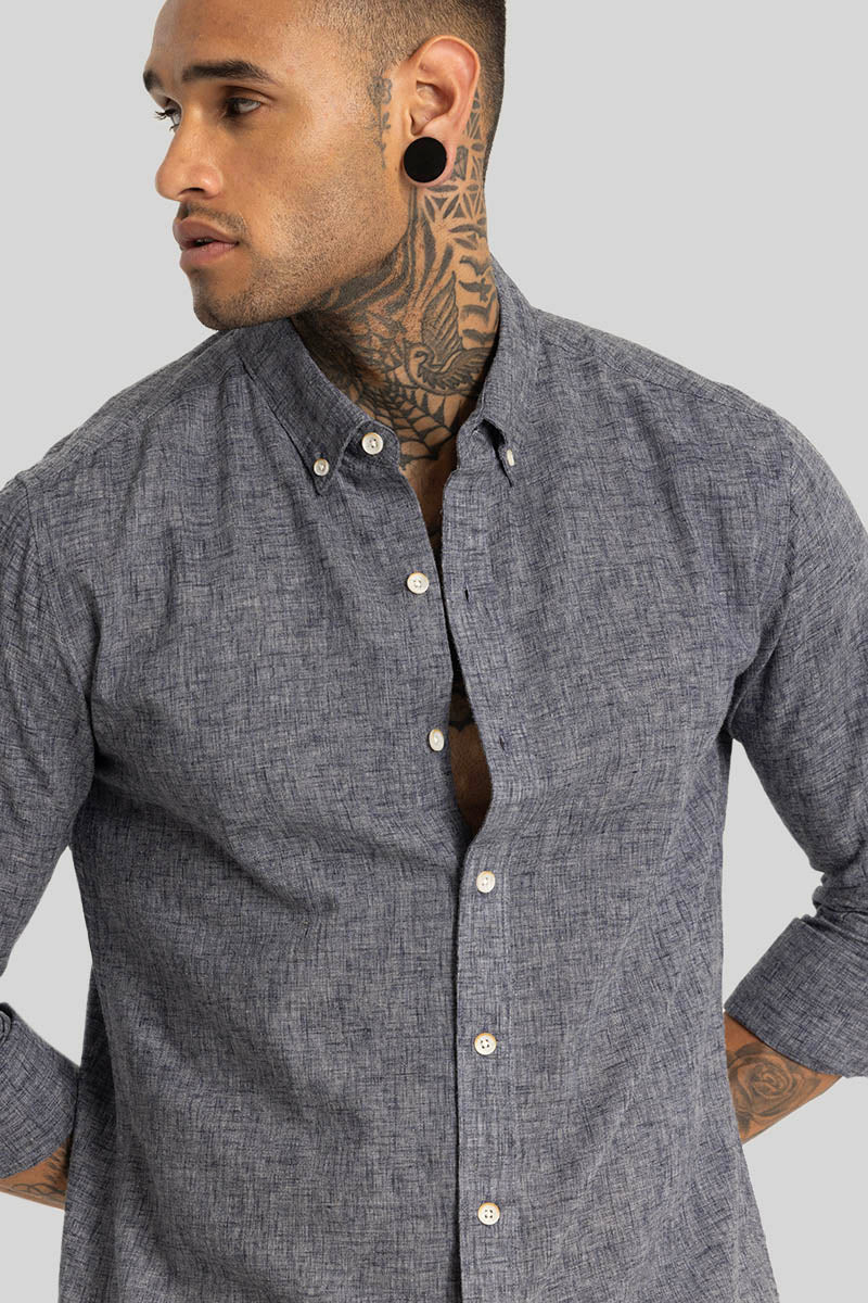 Charcoal Grey Linen Blend Shirt