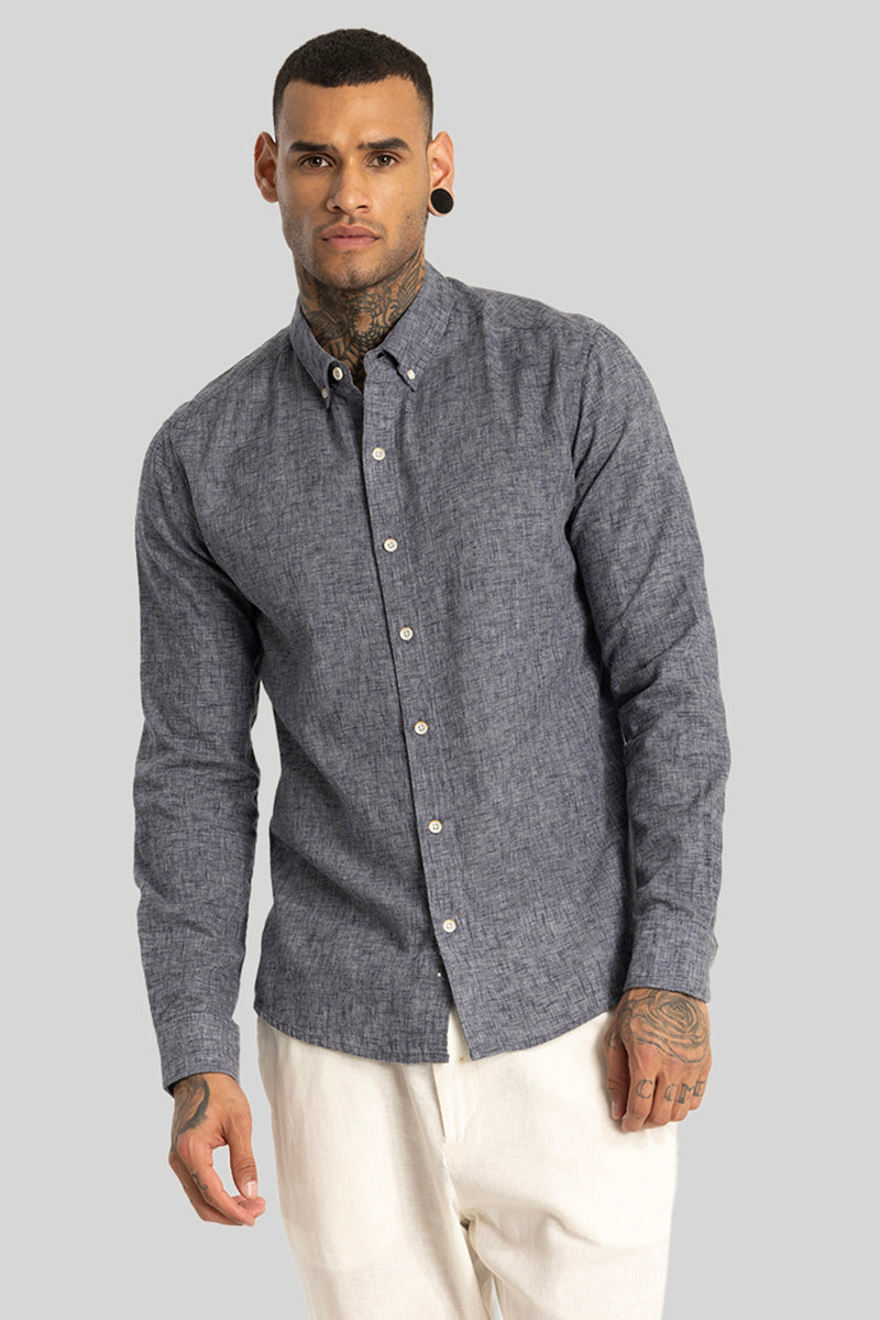 Charcoal Grey Linen Blend Shirt