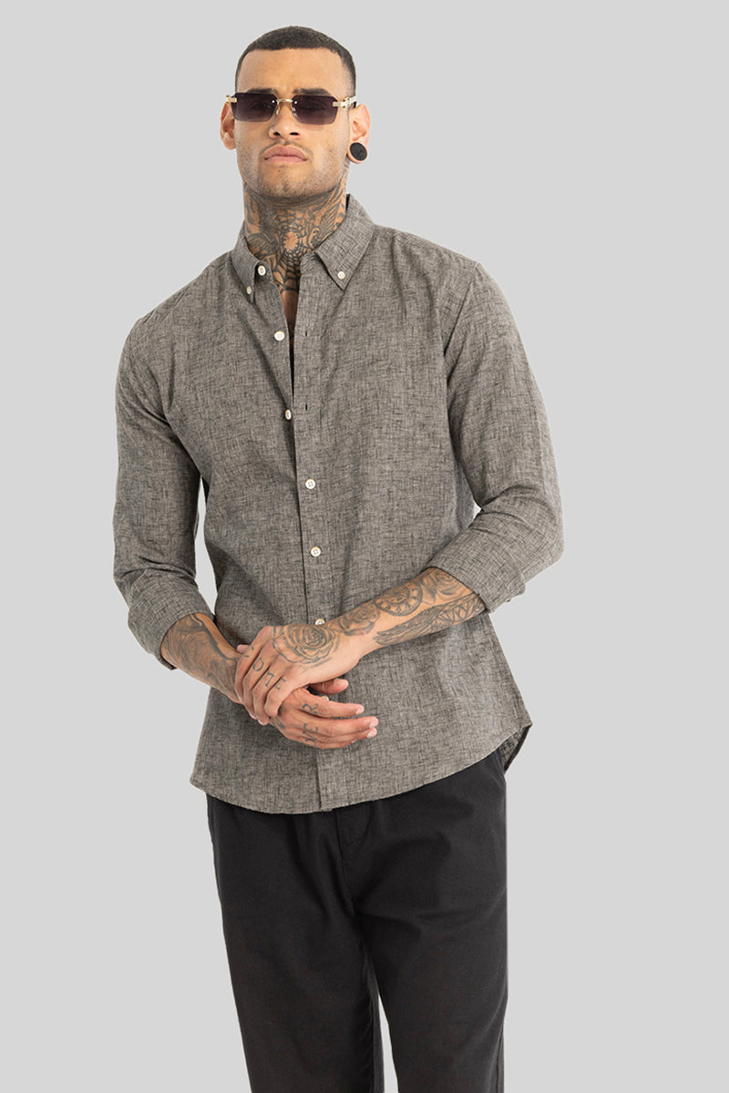 Ash Grey Linen Blend Shirt