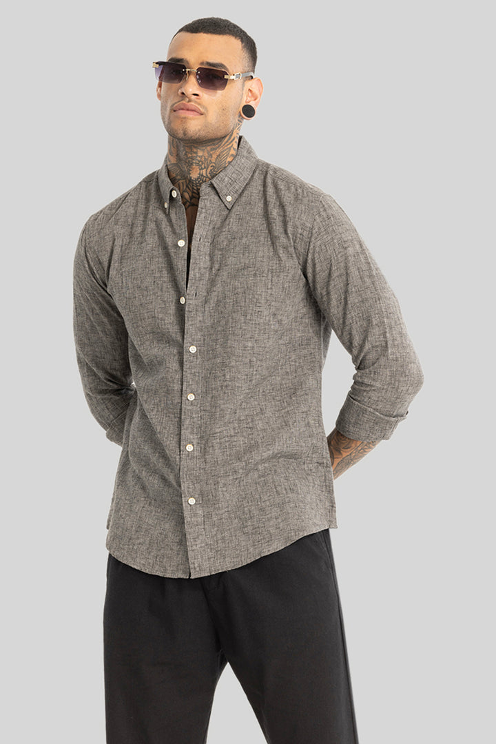 Ash Grey Linen Blend Shirt