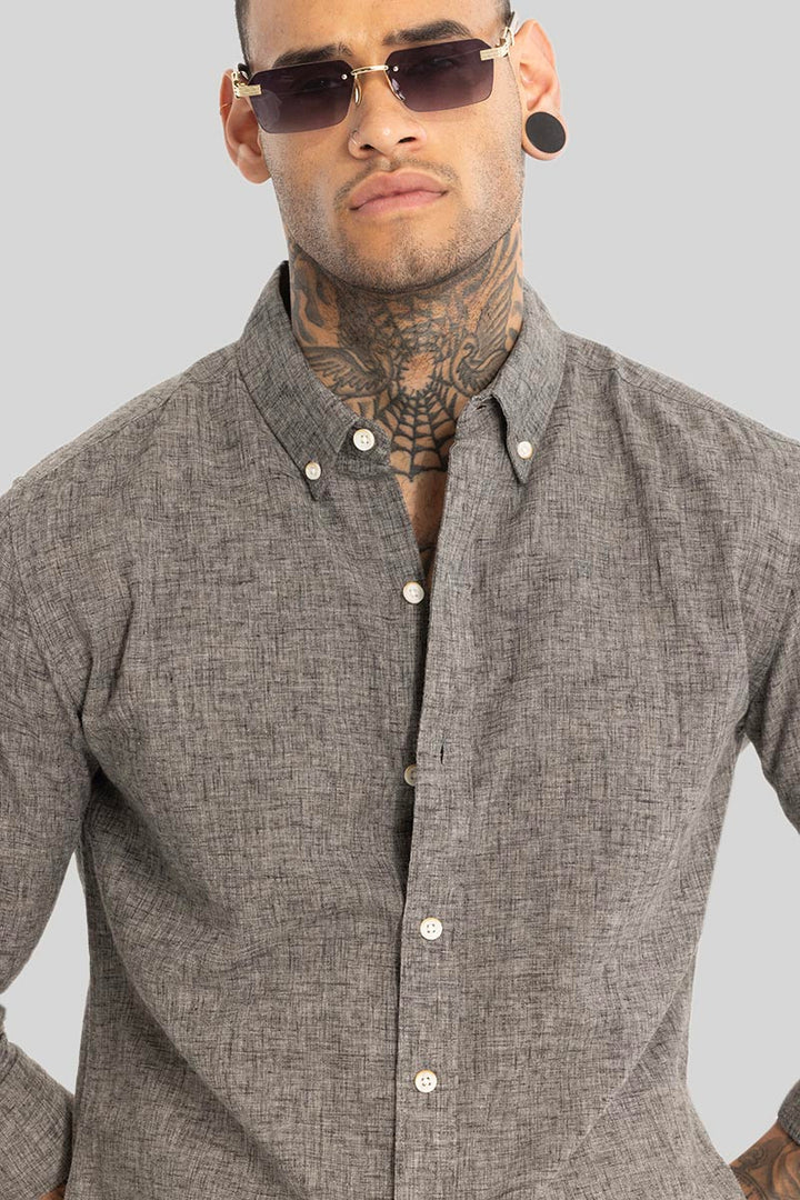 Ash Grey Linen Blend Shirt