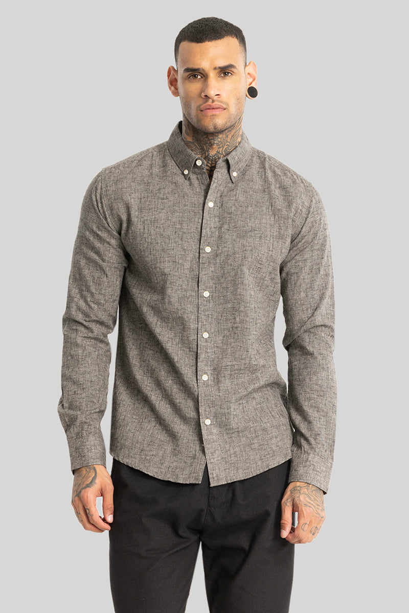 Ash Grey Linen Blend Shirt