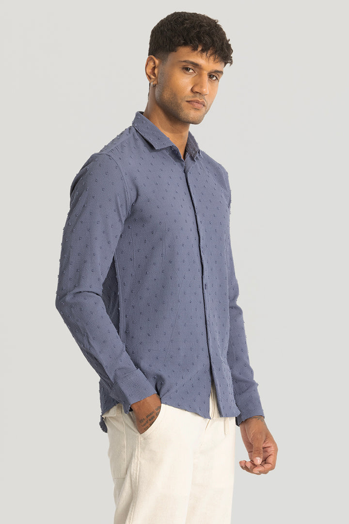 Grey Textured Slim Fit Shirt