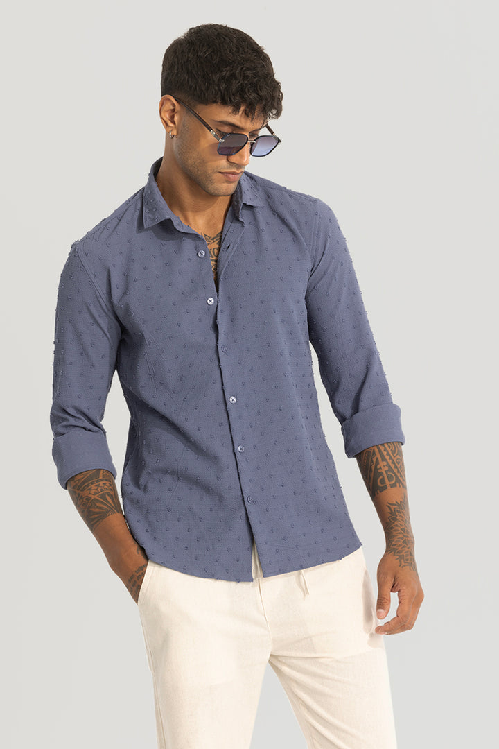 Grey Textured Slim Fit Shirt