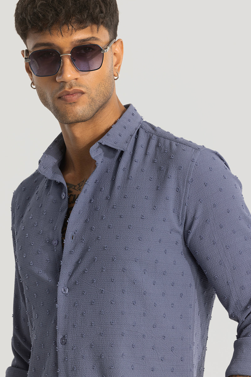 Grey Textured Slim Fit Shirt