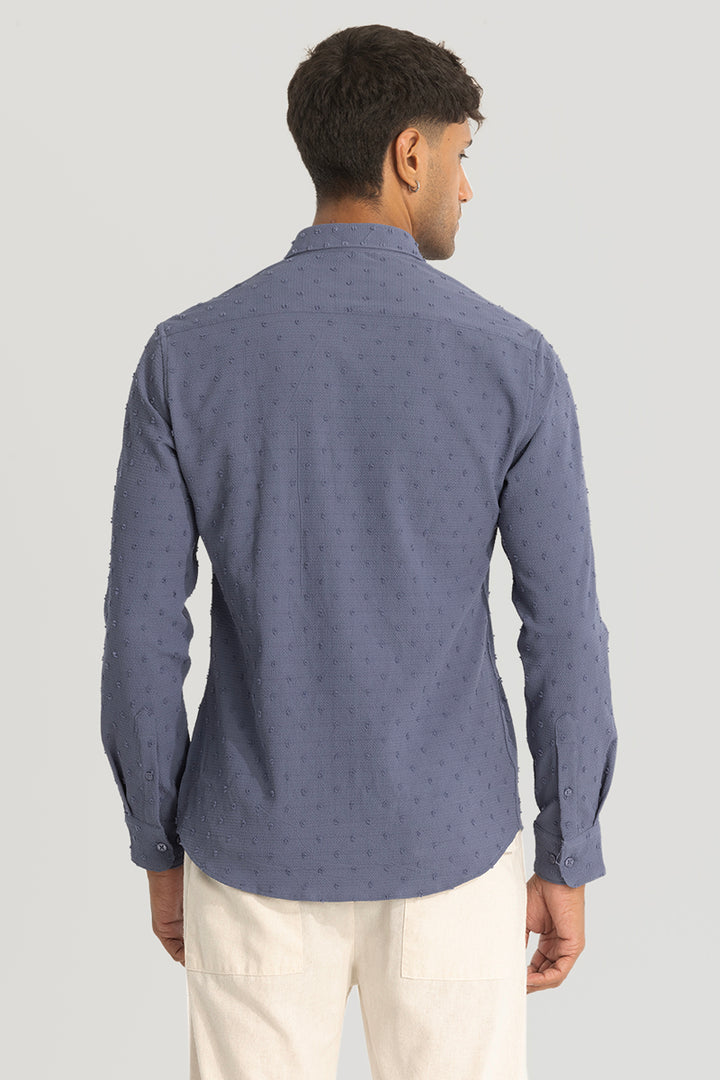 Grey Textured Slim Fit Shirt