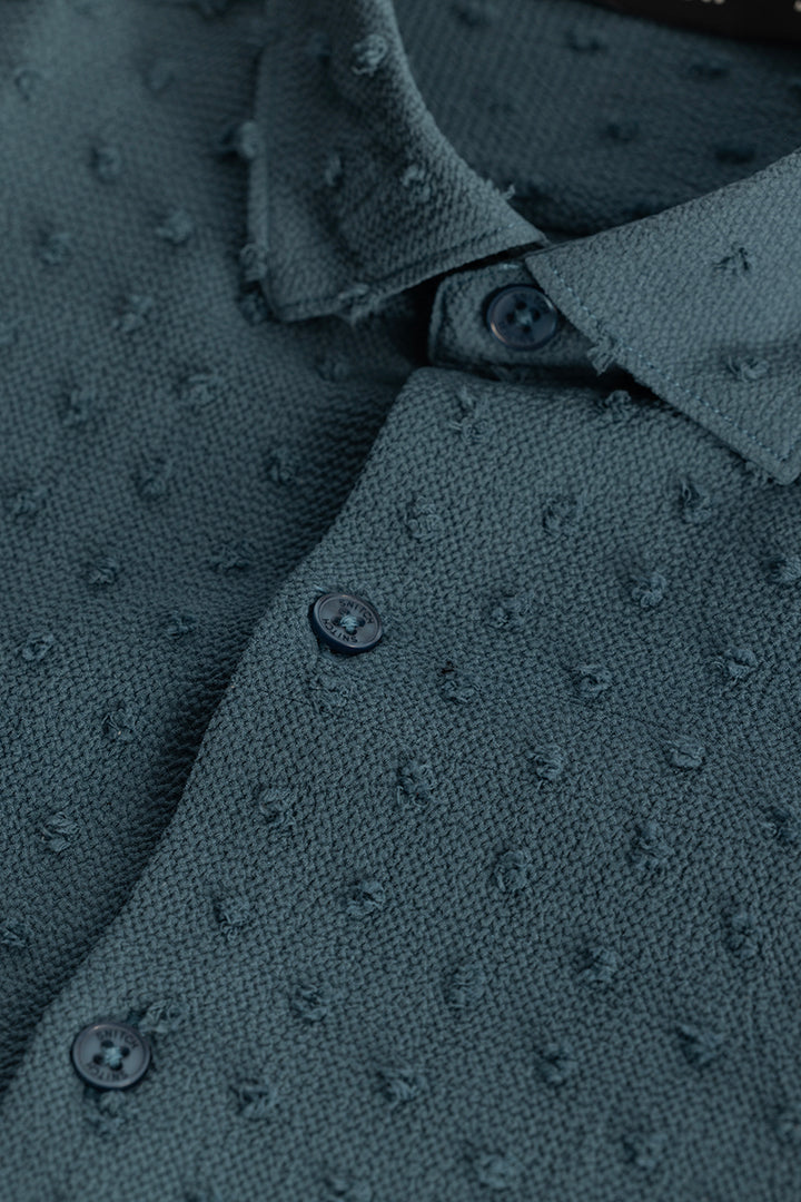 Teal Textured Slim Fit Shirt