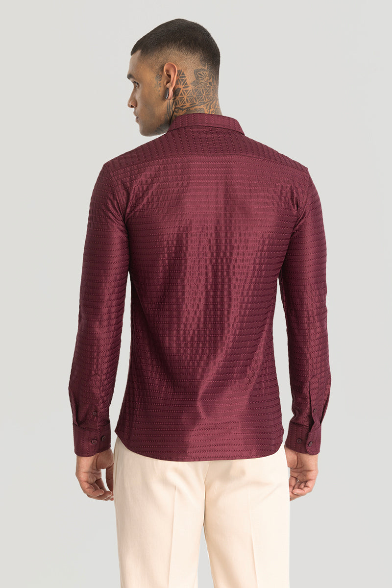 Maroon Embroidered Stretch Shirt