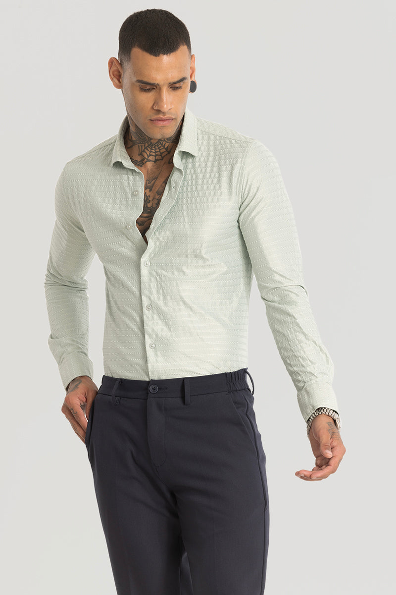 Light Green Embroidered Stretch Shirt