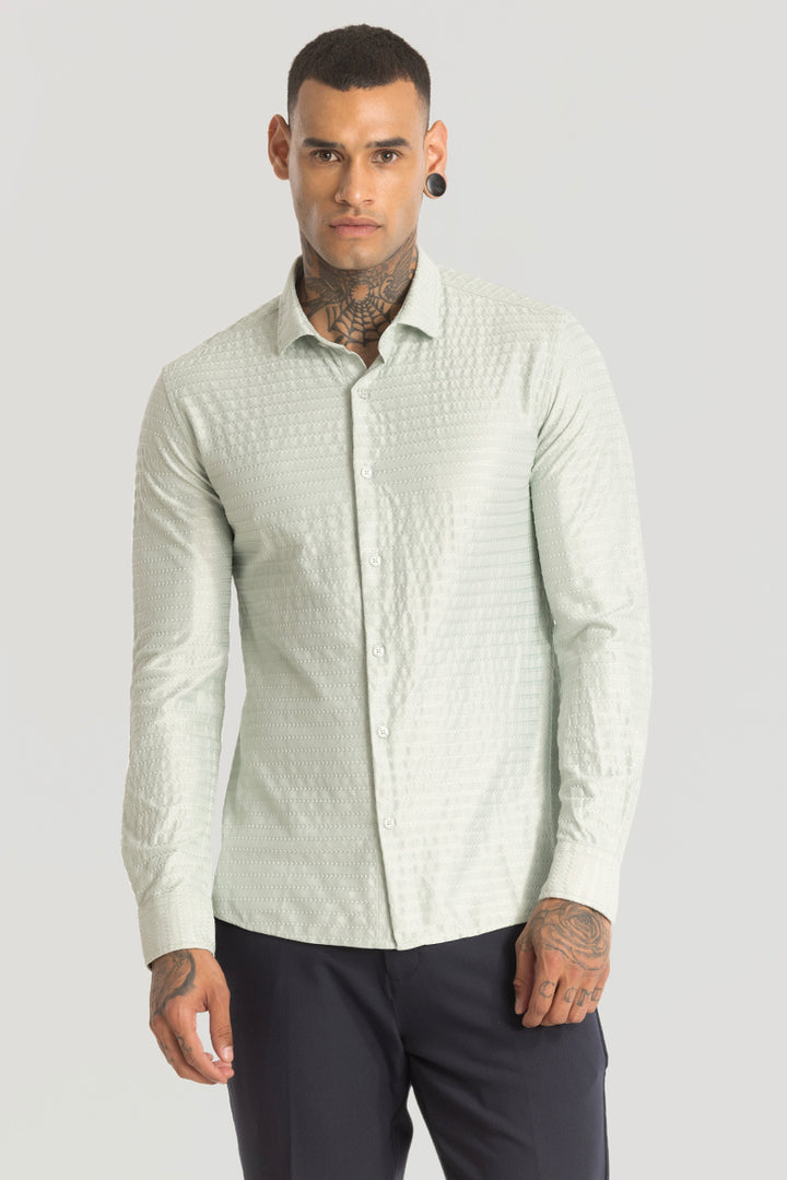 Light Green Embroidered Stretch Shirt