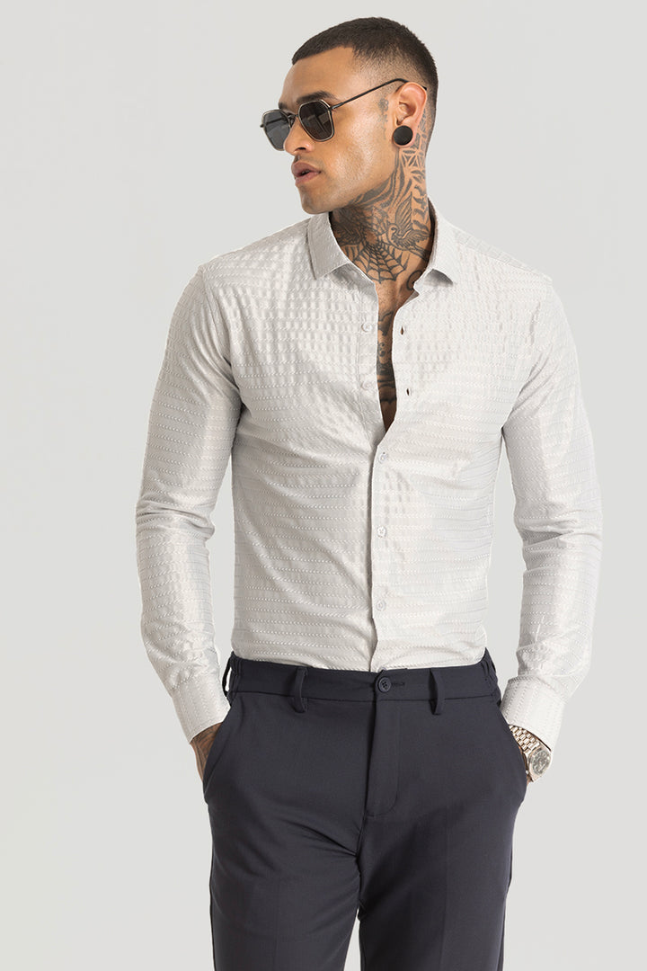 Grey Embroidered Stretch Shirt