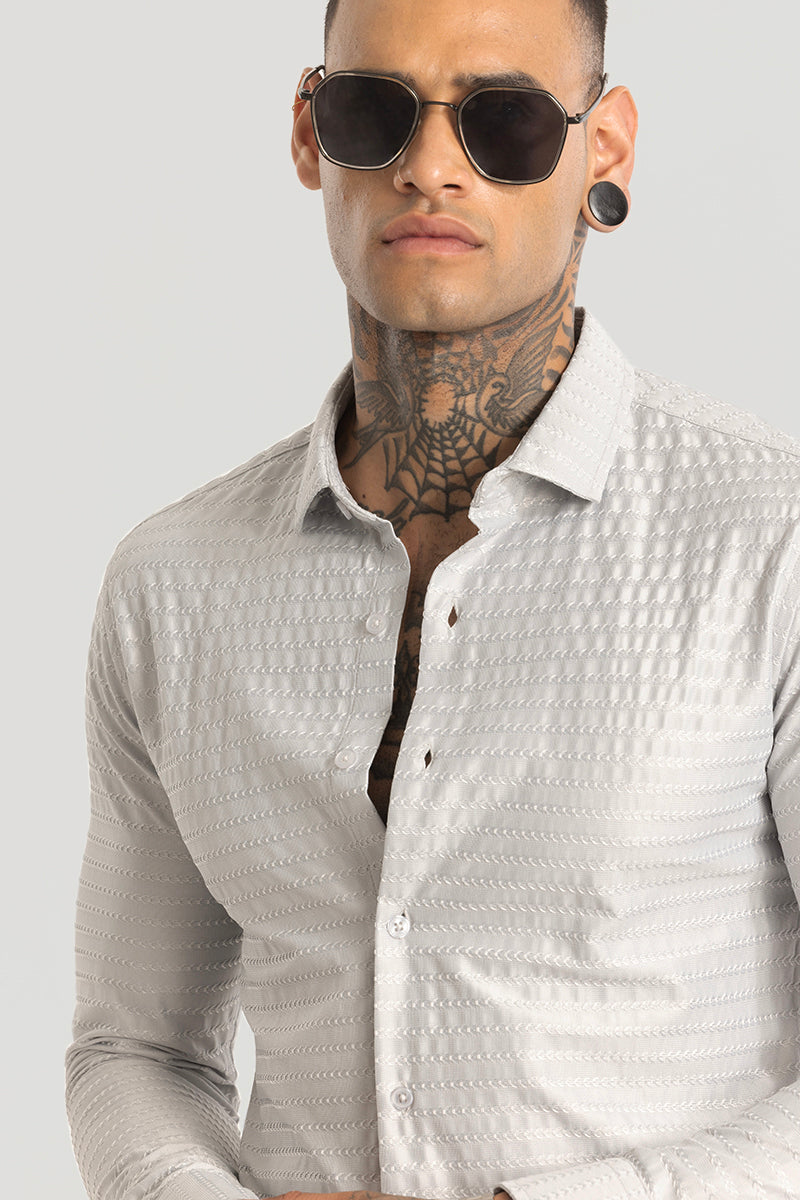 Grey Embroidered Stretch Shirt