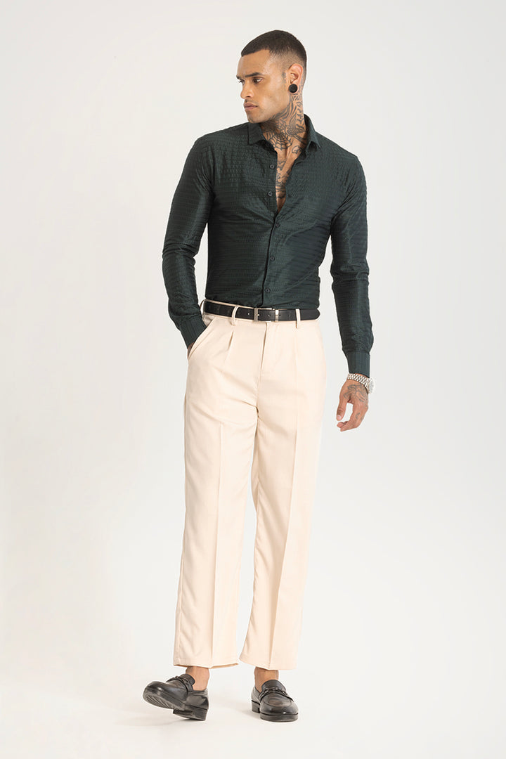 Dark Green Embroidered Stretch Shirt