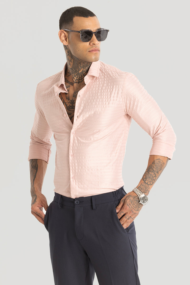 Light Pink Embroidered Stretch Shirt