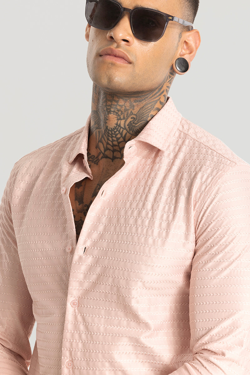 Light Pink Embroidered Stretch Shirt