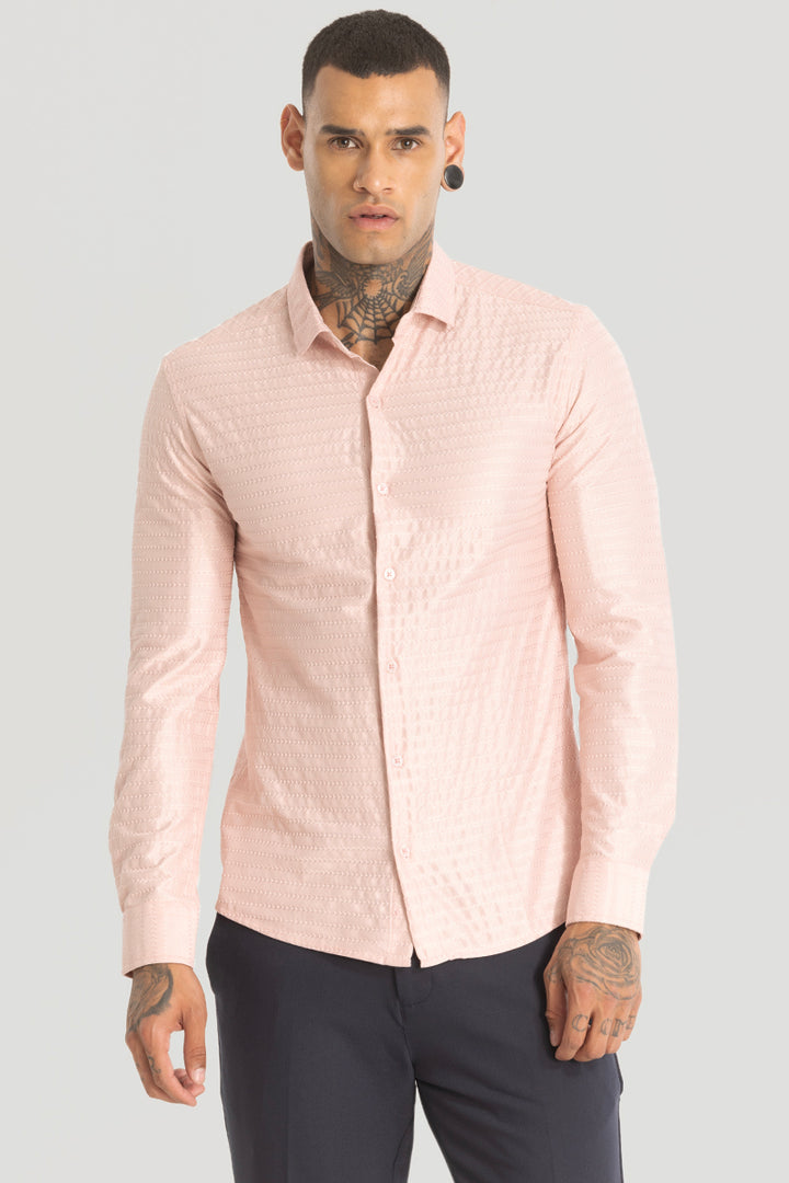 Light Pink Embroidered Stretch Shirt