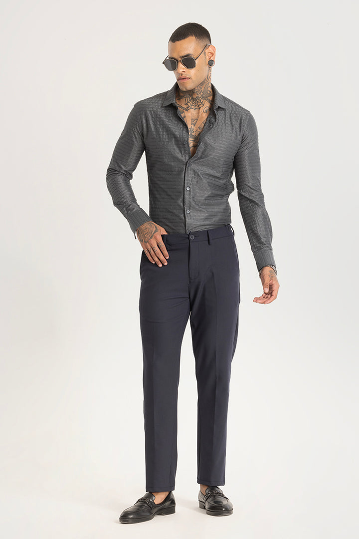 Dark Grey Embroidered Stretch Shirt