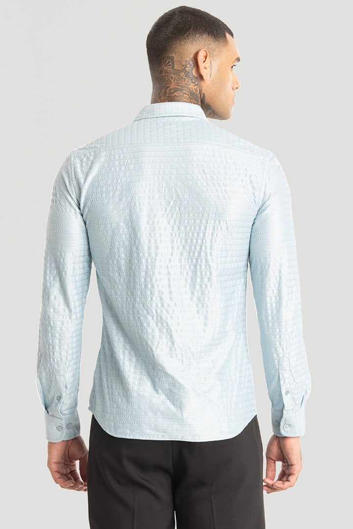 Light Blue Embroidered Stretch Shirt