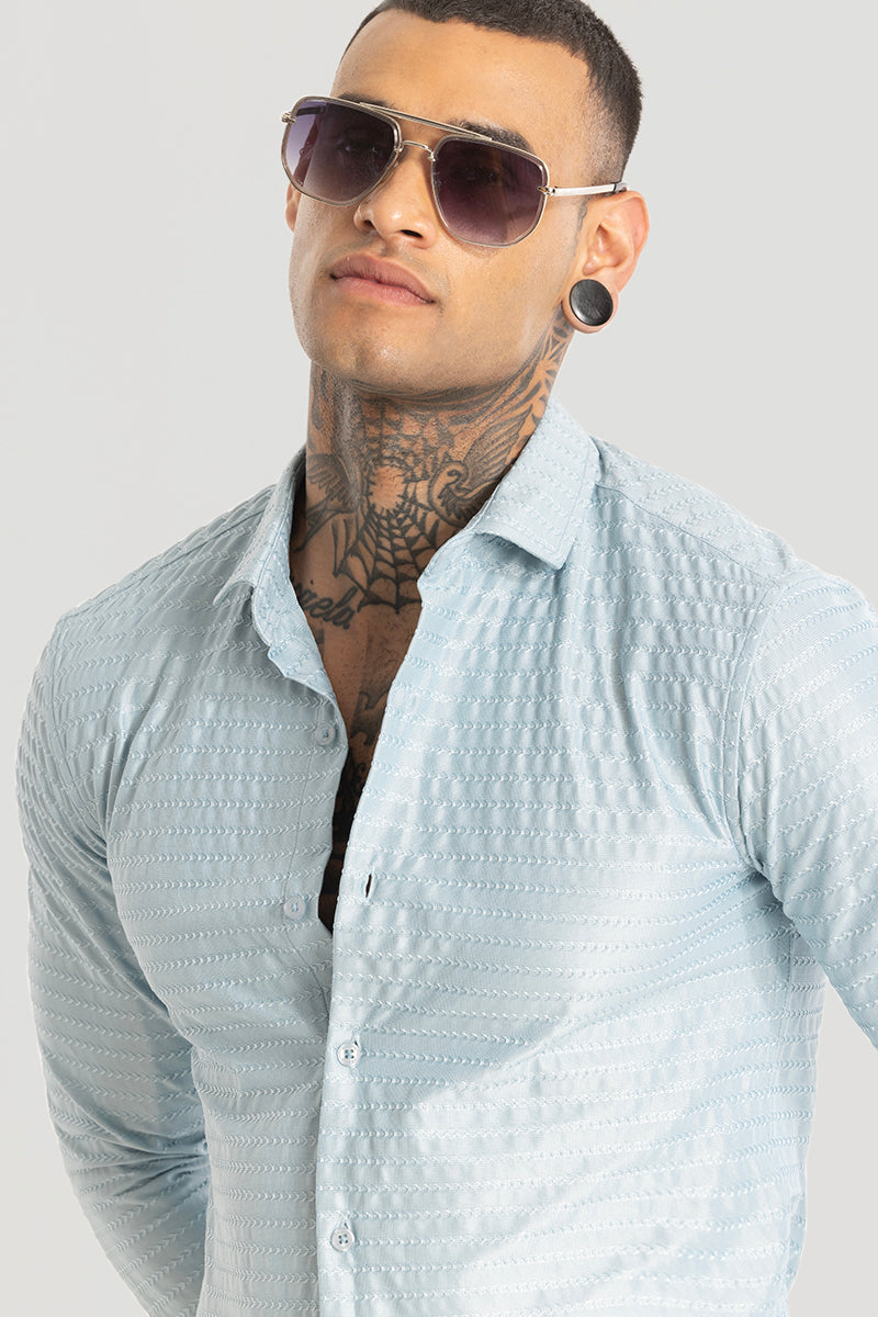 Light Blue Embroidered Stretch Shirt