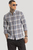 Stone Grey Checks Linen Blend Shirt