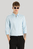 Satin Stretch Light Blue Plain Shirt